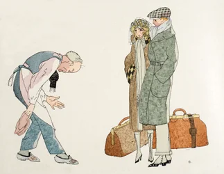 Vender hjem fra bryllupsrejsen (pochoir print)