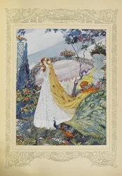 She would always cover her curly hair with a crown of flowers on her head, illustration from 