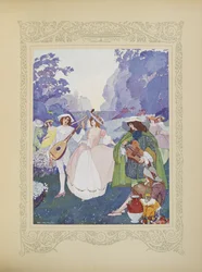 Der var hyrder og hyrinder, der dansede til lyden af fløjter og sækkepiber, illustration fra 