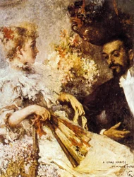 Italo Svevo (1861-1928) med sin søster (huile på lærred)