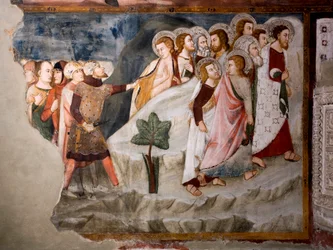 Flugten fra apostlene. Detalje. Fresko af Umbrien-skolen i det 15. århundrede. Superior Kirke. Klosteret Saint Benedetto (Sacro Speco), Subiaco (Rom), Italien