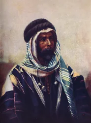 En beduin-sheik iført burnouse, 1902