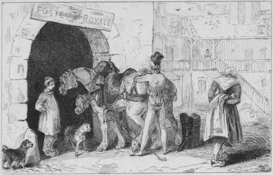 Et fransk posthus, slutningen af det 18.-begyndelsen af det 19. århundrede.