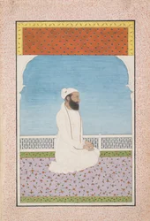 En hellig mand, der sidder på en terrasse, ca. 1850.