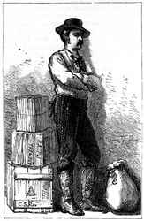 En Wells Fargo-budbringer fra deres ekspresleveringstjeneste via Isthmus of Panama, 1875