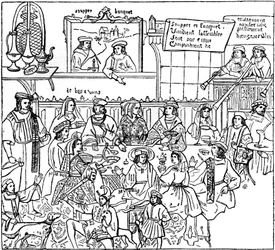 Et middagsselskab, slutningen af det 15. århundrede, 1910