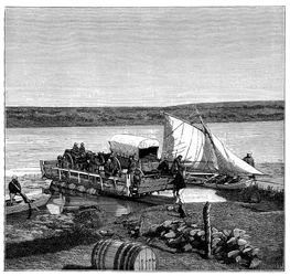 En færge på Vaal-floden, Transvaal, Sydafrika, c1890