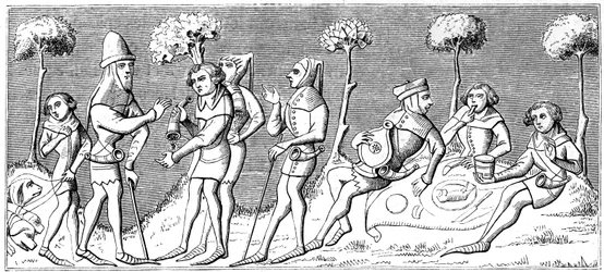 Et jagtselskab samles, 1849