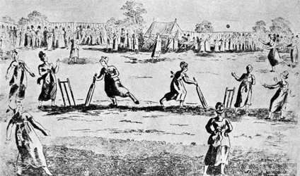 En cricketkamp for kvinder, Newington Green, Islington, London, 1811 1912