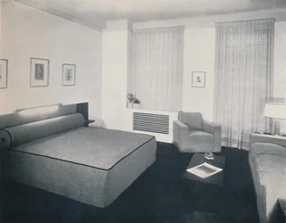 Et mans soveværelse designet af Robert Heller Inc., New York, 1936