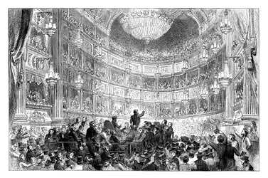 Et møde i Anti-Corn Law League i Drury Lane Theatre, London, 1838 c1895