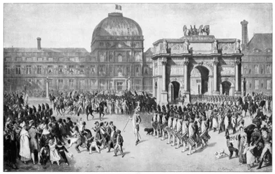 En militærparade gennem Paris, Frankrig, c1700-tallet