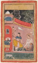 En side fra en Ragamala-serie: Ramakali Ragini fra Hindol Raga, ca. 1610.