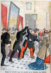 En revolver i korridorerne i deputeretkammeret, Paris, 1902