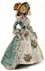 En lille skala kjoledesign mannequin, 1938