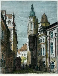 En gade i Coburg, Bayern, Tyskland, c1880