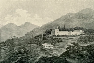 Udsigt over den kongelige villa i Generalife i Granada, 1800-tallet, 1907.