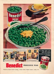 Annonce for Benedict forarbejdede ærter, 1951