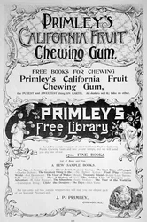 Annonce for Primleys California Fruit tyggegummi, 1894