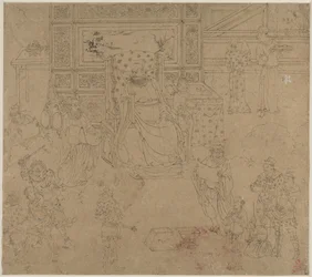 Album med daoistiske og buddhistiske temaer: Kings of Hells: Leaf 34, 1200-tallet.