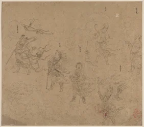 Album med daoistiske og buddhistiske temaer: Procession of Daoist Deities: Leaf 15, 1200-tallet.