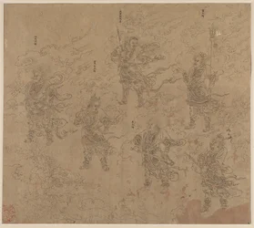 Album med daoistiske og buddhistiske temaer: Procession of Daoist Deities: Leaf 16, 1200-tallet.