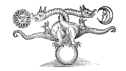 Alkymistisk symbol, der repræsenterer omdannelsen af uædelt metal til sølv og guld, 1652