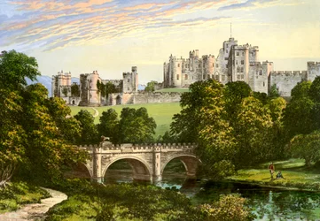 Alnwick Castle, Northumberland, hjemsted for hertugen af Northumberland, c1880