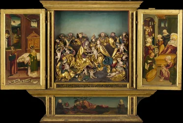 Altertavle med scener fra Jomfruens liv, tysk, 1548.