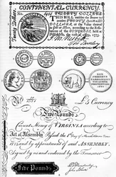 Amerikanske mønter og papirpenge, 17.-18. århundrede c1880