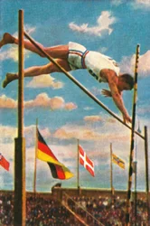 Den amerikanske stangspringer Sabin Carr, 1928.