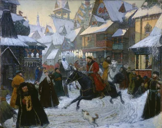 En gammel russisk by. Rytterne, 1910