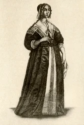 En engelsk dame i huskjole, 1640, 1937.