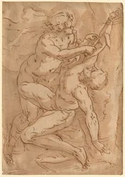 Apollo Flaying Marsyas recto Two Sketches of a Mother and Child verso, 1500-tallet.