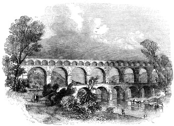 Akvædukten af ​​Nimes ved Pont du Gard, Frankrig, 1886