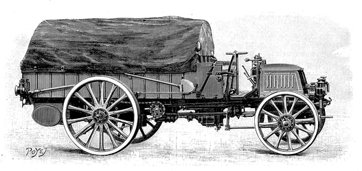 Army truck fra Daimler, med 4 cylinder 12 hk motor, 1904