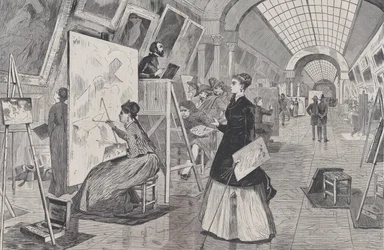 Kunststuderende og tekstforfattere i Louvre Gallery, Paris Harper