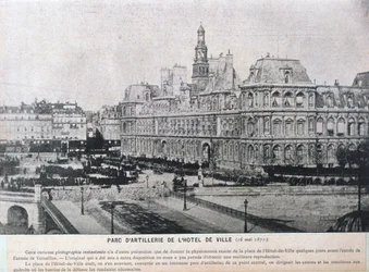 Artilleristykker stillet op uden for Hotel de Ville, Paris, 16. maj 1871