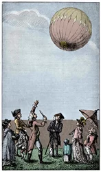 Ascension af en Montgolfier-ballon, slutningen af det 18. århundrede, 1910.