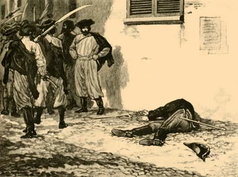 Attentatet på grev Franz Philipp von Lamberg, Budapest, Ungarn, 1848, ca. 1890