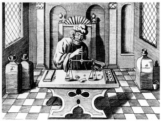 Assayer tester prøver af guld og sølv, 1683