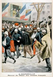 I Marseille, tilbagevenden af sårede franske soldater fra Kina, 1901