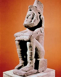 Aztekisk skulptur af en siddende mandsfigur, c1375-1521