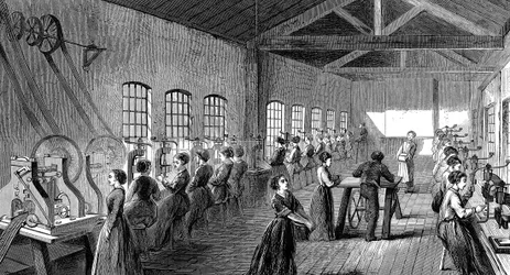 Baker and Finnemores pennefabrik, St Pauls Square, Birmingham, England, 1870