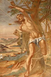 Basilikaen Santa Caterina, Galatina, Apulien Fresco i klosteret Malet af BrJoseph af Gravina i 1696, Galatina, Italien