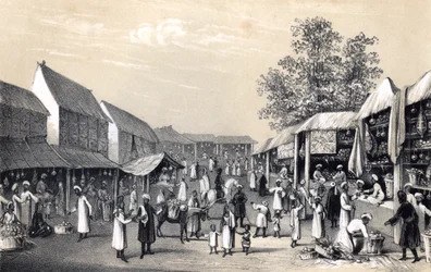 Bazaar i Cabul, i frugtsæsonen, 1847