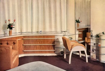 Soveværelse i Hampstead, London, designet af J. Duncan Miller for Mrs. Schneerson, 1937.