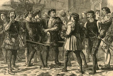 Begyndelsen af optøjet i Cheapside, 1897.