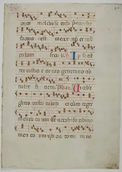 Bifolium fra et antifonarium, italiensk, 1300-tallet.