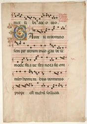 Bifolium med Foliated Initial C, fra en Gradual, anden halvdel af 1400-tallet.